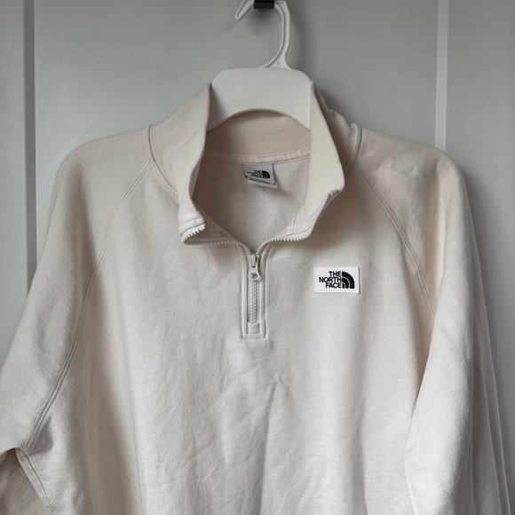 The North Face Cream Half Zip Pullover Sweatshirt Cotton Blend Women's Size M - Picture 6 of 8
